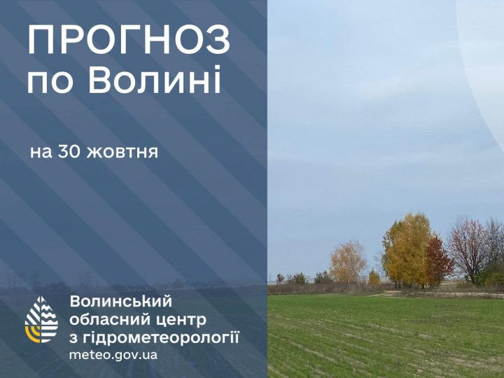 Погода в Луцьку та Волинській області на завтра, 30 жовтня