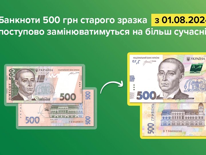 Із серпня старі 500-гривневі банкноти почнуть вилучати з обігу: їх замінятимуть на нові