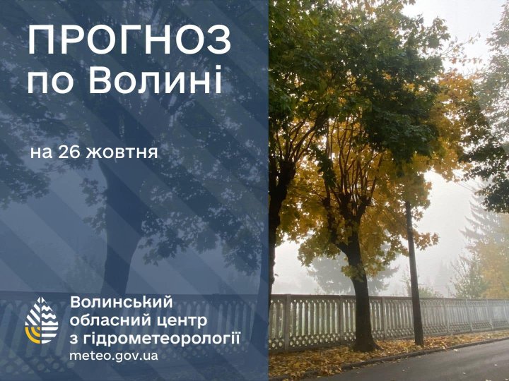 Погода в Луцьку та Волинській області на завтра, 26 жовтня